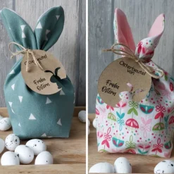 Osterhasenbeutel Stoff Blumen oder Dreieck