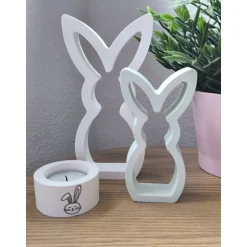 Osterhasen-Duo Soft Green & Weiß – Moderne Frühlingsdeko aus Profiplast 200, handgegossen