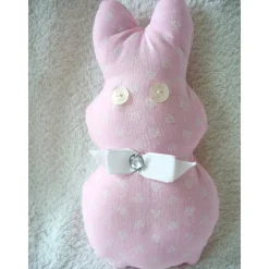 Osterhase/Stoffhase in rosa mit Streublümchen genäht von Hobbyhaus