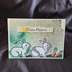 Osterkarte / Osterhasen / Möhrenmotiv / Frohe Ostern Spruch / handgefertigte Grußkarte / Möhrenmotiv