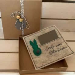 OSTERKARTE AUS FILZ, Geldgeschenk, Geschenkbox, Gutscheinbox, ... Gutschein, ...OSTERN...OSTERHASE...