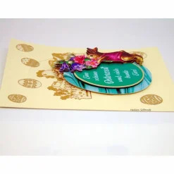 Osterkarte #3-D-Optik #Osterei mit Spruch, #Osterhasen, #Frühlingsblumen