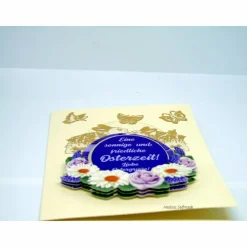 Osterkarte #3-D-Optik #Osterei mit Spruch, #Osterhasen, #Margariten, #Rosen. #Schmetterlinge