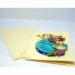 Osterkarte #3-D-Optik #Osterei mit Spruch, #Osterhasen, #Veilchen