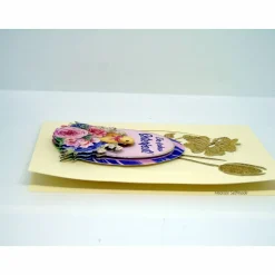 Osterkarte #3-D-Optik #Osterei mit Spruch, #Küken, #Tulpen #Narzissen