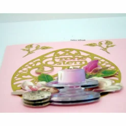 Osterkarte #3-D-Optik #Osterkerze mit #Blüten des Tulpenbaumes