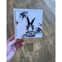 Osterkarte Dude modern Männerkarte lustige Grußkarte Hase 15x15 cm