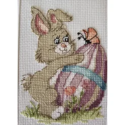 Osterkarte, Gestickte Grußkarte, Glückwunschkarte,  Klappkarte, Handarbeit