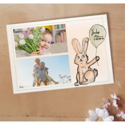 Osterkarte Hase mit Luftballon Printable DIY