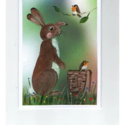 Osterkarte, humorvoll- " Wo bleiben denn die Hühner? "-  handgemalt