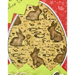 Osterkarte mit Hasen + Ei Ostern 3D Grusskarte Handgefertigt  Rot-Grün-Braun Töne