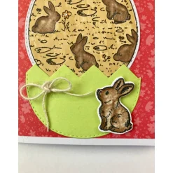 Osterkarte mit Hasen + Ei Ostern 3D Grusskarte Handgefertigt  Rot-Grün-Braun Töne