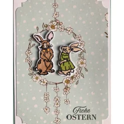 Osterkarte mit Hasenfrau und Hasenmann 3D Ostergrüße