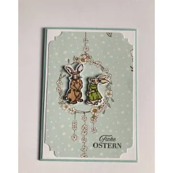 Osterkarte mit Hasenfrau und Hasenmann 3D Ostergrüße