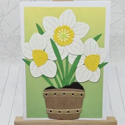 Osterkarte Narzissen – Edle weiße Osterglocken im Vintage-Stil mit Umschlag