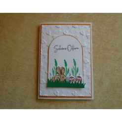 Osterkarte  Ostern Grußkarte Osterhase Hase Eier Ostereier Glückwunschkarte