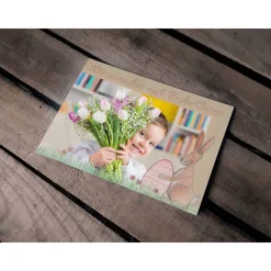 Osterkarte stehender Hase mit Osterei Printable DIY