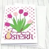 Osterkarte Tulpenstrauß pink und rosa – Frühlingsgruß mit Umschlag