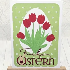 Osterkarte Tulpenstrauß rot – Frühlingsgruß mit Umschlag & sicherem Versand