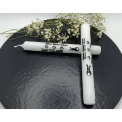 Osterkerze mit Wasserschiebefolie | Stabkerze | Weiß