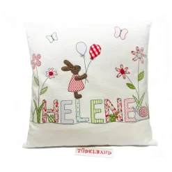 Osterkissen Kissen Namenskissen Kinderkissen ...Frühlingswiese...cremeweiß...Häschen...