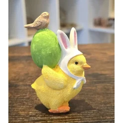 Osterküken mit Osterei und Vogel - Deko Figur - Ostern -
