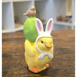 Osterküken mit Osterei und Vogel - Deko Figur - Ostern -