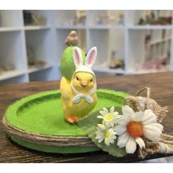 Osterküken mit Osterei und Vogel - Deko Figur - Ostern -