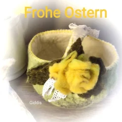 Osterkorb handgefilzt, 100% Wolle