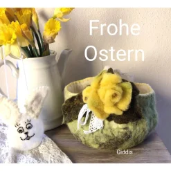 Osterkorb handgefilzt, 100% Wolle