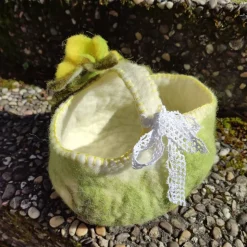 Osterkorb handgefilzt, 100% Wolle