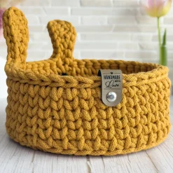 Osterkorb mit Holzboden | Häkelkorb mit Hasenohren | Häkelnest | Perfekt für Ostern & Ostergeschenke