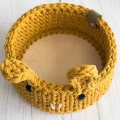 Osterkorb mit Holzboden | Häkelkorb mit Hasenohren | Häkelnest | Perfekt für Ostern & Ostergeschenke