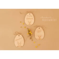 Osterkorb, Osterkörbchen, Osternest, personalisiert Geschenkidee, Korb mit Namensschild, Osterdeko, Holzanhänger
