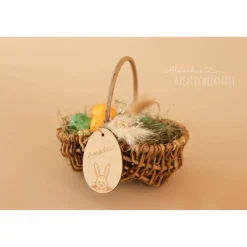 Osterkorb, Osterkörbchen, Osternest, personalisiert Geschenkidee, Korb mit Namensschild, Osterdeko, Holzanhänger