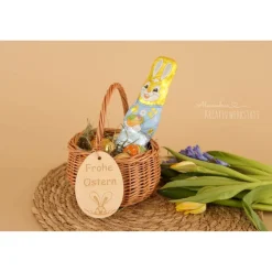 Osterkorb, Osterkörbchen, Osternest, personalisiert Geschenkidee, Korb mit Namensschild, Osterdeko, Holzanhänger