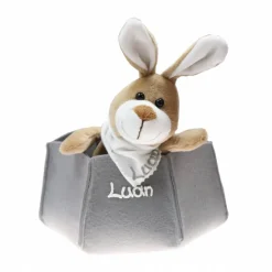 Osterkörbchen grau grün pink blau Filz mit Hase personalisiert Geschenk zu Ostern mit Namen Set aus Osterhase u. Filznes