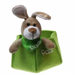 Osterkörbchen grau grün pink blau Filz mit Hase personalisiert Geschenk zu Ostern mit Namen Set aus Osterhase u. Filznes