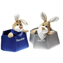 Osterkörbchen grau grün pink blau Filz mit Hase personalisiert Geschenk zu Ostern mit Namen Set aus Osterhase u. Filznes