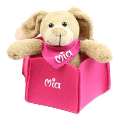 Osterkörbchen grau grün pink blau Filz mit Hase personalisiert Geschenk zu Ostern mit Namen Set aus Osterhase u. Filznes