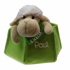 Osterkörbchen grau grün pink blau Filz mit Schaf personalisiert Geschenk zu Ostern mit Namen Set aus Kuscheltier