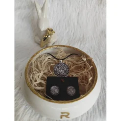 Osterkörbchen mal anders - Schmuckschälchen befüllt mit Schmuckset Ohrstecker+ Kette "Leopard" Leo Leoprint