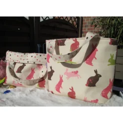 Osterkörbchen, Osternest, Osterhasen-Utensilo, Tasche zum Ostereier sammeln, Kindertasche mit Häschen