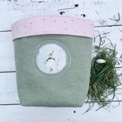 Osterkörbchen Utensilo aus Leinen – Geschenkbeutel & Aufbewahrung im Frühlingsdesign
