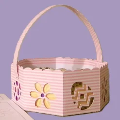 Osterkörbchen zum Ausmalen und Fertigstellen, Streifen, in 10 Farben