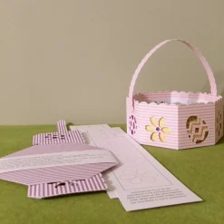 Osterkörbchen zum Ausmalen und Fertigstellen, Streifen, in 10 Farben