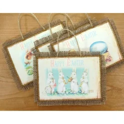 Ostern Bild Hase Küken Eier Happy Easter Deko Wandbild Textilbild Jute braun Fransen handmade by BuntMixxDESIGN