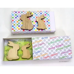 Ostern Deko Geschenkschachtel Frohe Ostern 2 Deko Holzhasen Paar, Geschenkschachtel Punkte, handmade by BuntMixxDESIGN