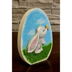Ostern Dekoration - Osterhase aus Kaltporzellan auf Rasen - Osterei