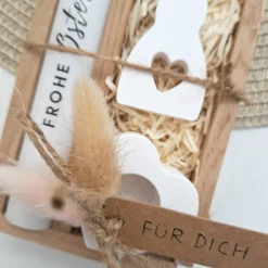Ostern Geschenkset Ostergeschenk Hase mit Herz klein Kerzenhalter Herz Kerzenset Stabkerze Kerzenbox Holzbox Mitbringsel